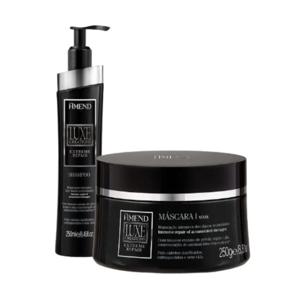 Kit Amend Luxe Creations Extreme Repair Shampoo 250ml+ Máscara de Cabelo 250g