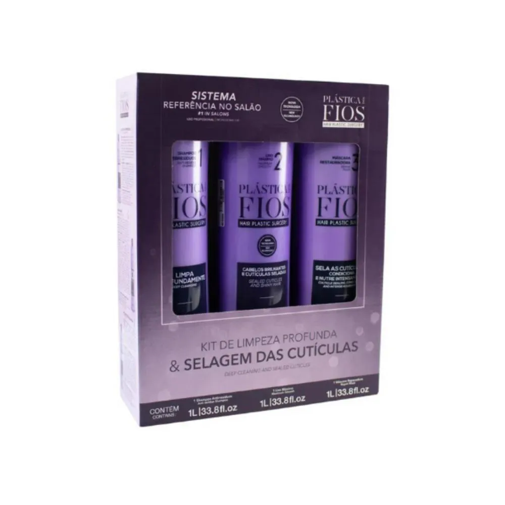 Kit Cadiveu Professional Alisante Plástica dos Fios Shampoo 1l+ Condicionador 1l+ Máscara de Cabelo Reconstrutora 1l