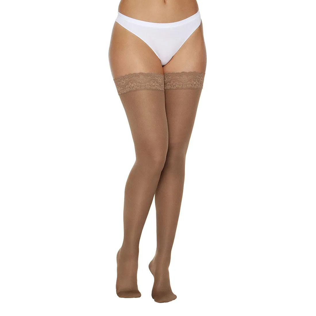 MEIA KENDALL 7/8 MéDIA COMPRESSãO C/ SILICONE CASTANHO - G