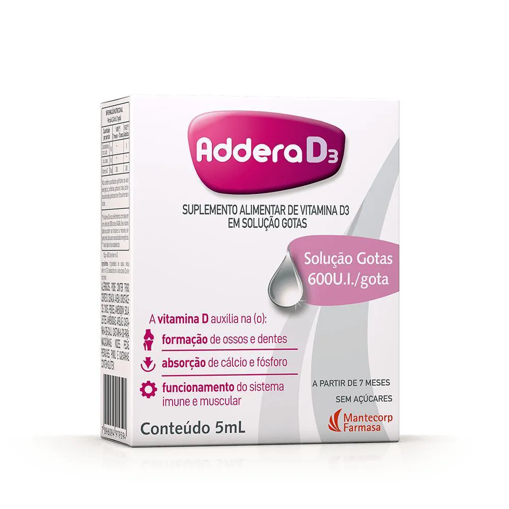 Vitamina D 600UI Addera D3 Gotas 5ml