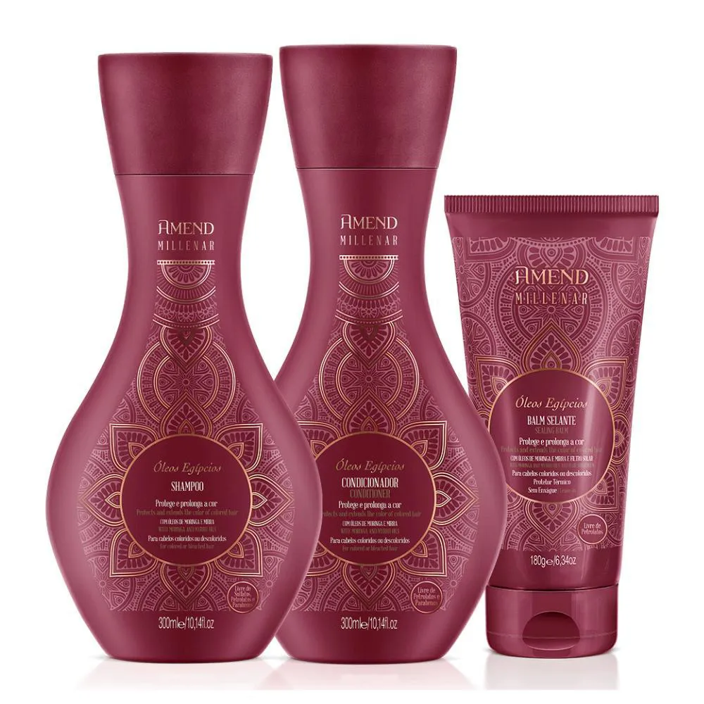 Kit Amend Millenar Óleos Egípcios Shampoo 300ml+ Condicionador 300ml+ Leave-In Selante 180g