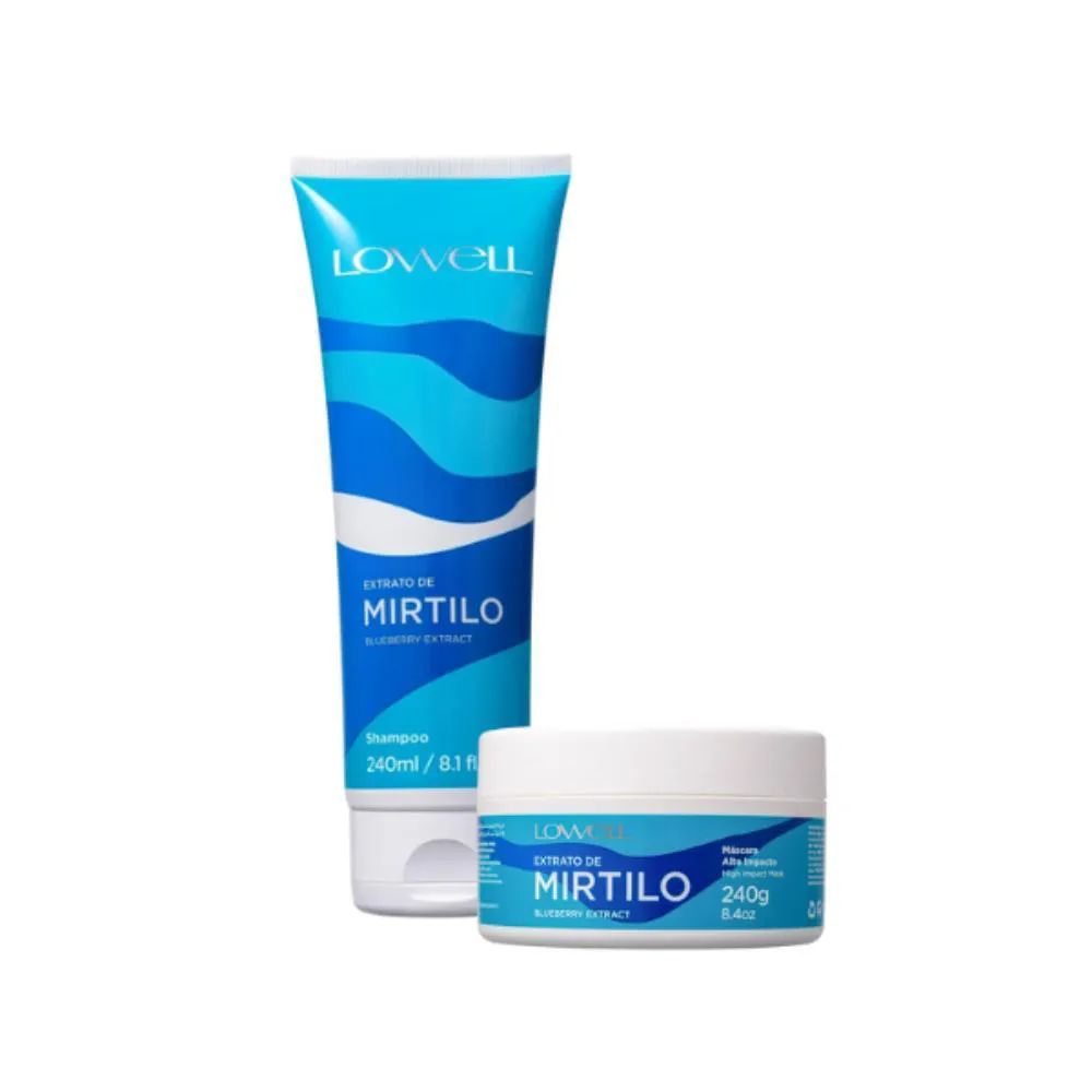 Kit Lowell Extrato de Mirtilo Shampoo 240ml+ Máscara de Cabelo Alto Impacto 240g