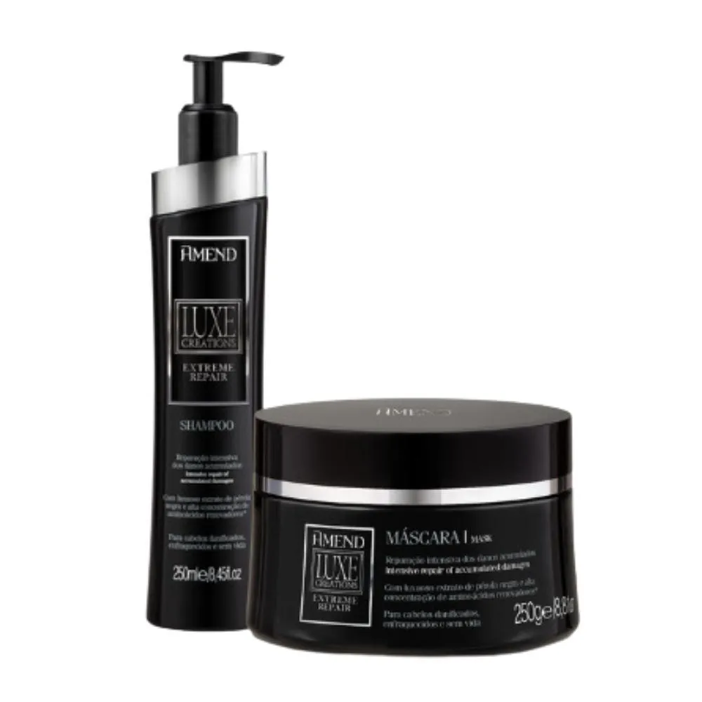 Kit Amend Luxe Creations Extreme Repair Shampoo 250ml+ Máscara de Cabelo 250g