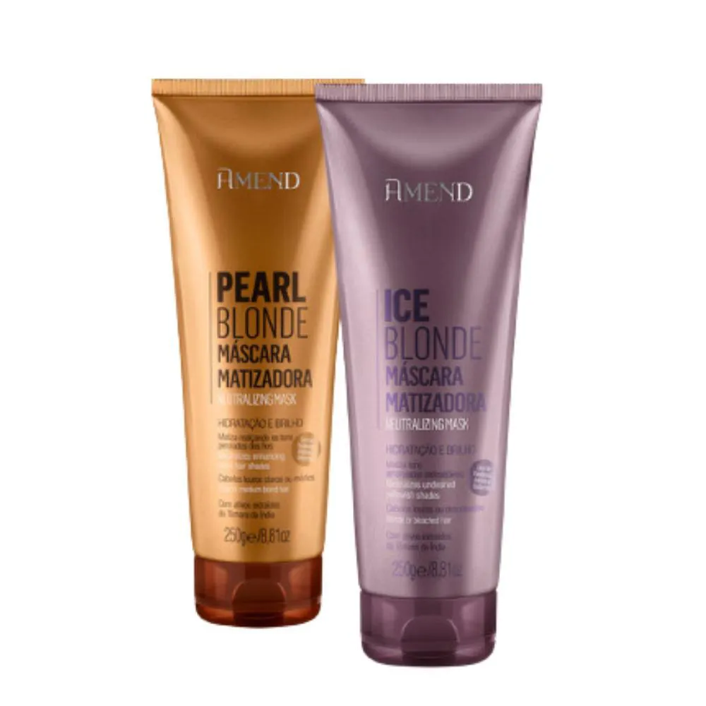 Kit Amend Máscara de Cabelo Matizadora Ice Blonde 250g+ Máscara de Cabelo Matizadora Pearl Blonde 250g