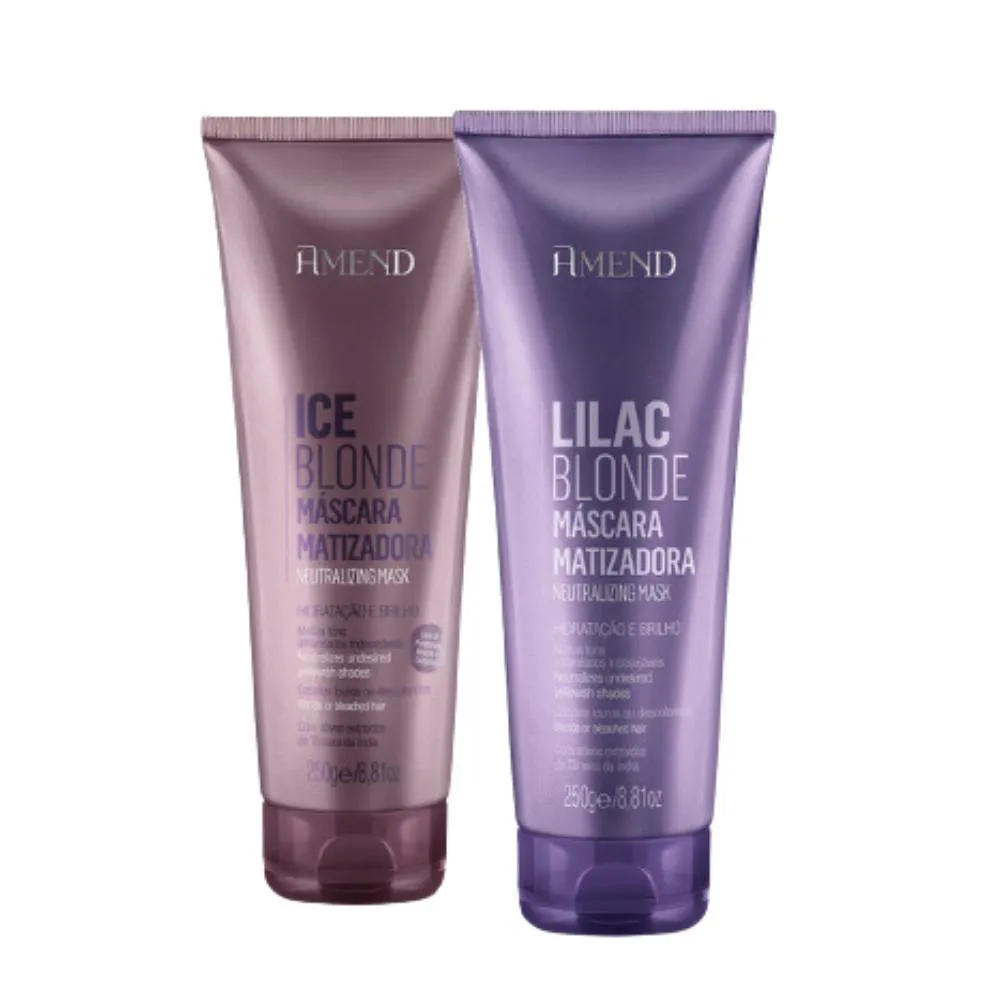 Kit Amend Máscara de Cabelo Matizadora Ice Blonde 250g+ Máscara de Cabelo Matizadora Lilac Blonde 250g