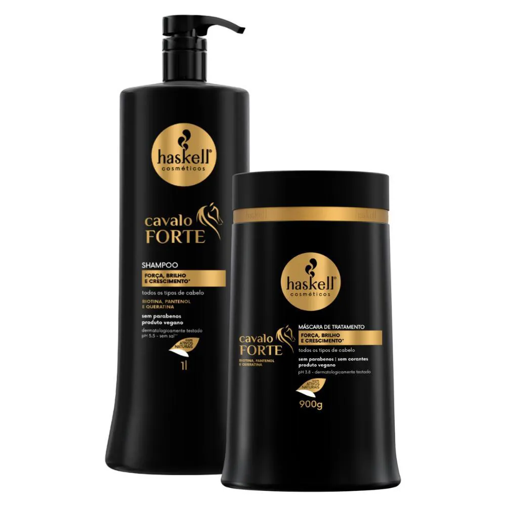 Kit Haskell Cavalo Forte Shampoo 1l+ Máscara de Cabelo de Hidratação 900g