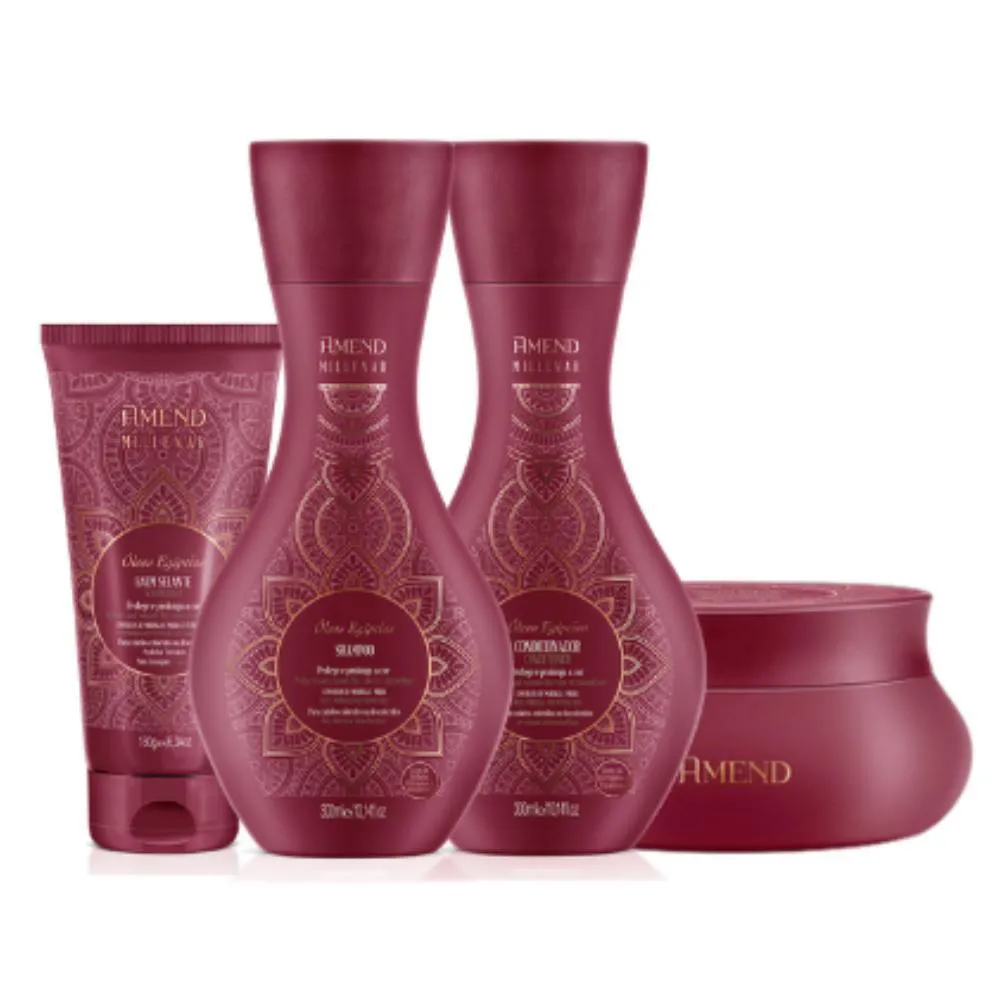 Kit Amend Millenar Óleos Egípcios Shampoo 300ml+ Condicionador 300ml+ Máscara de Cabelo Intensiva 300g+ Leave-In Selante 180g