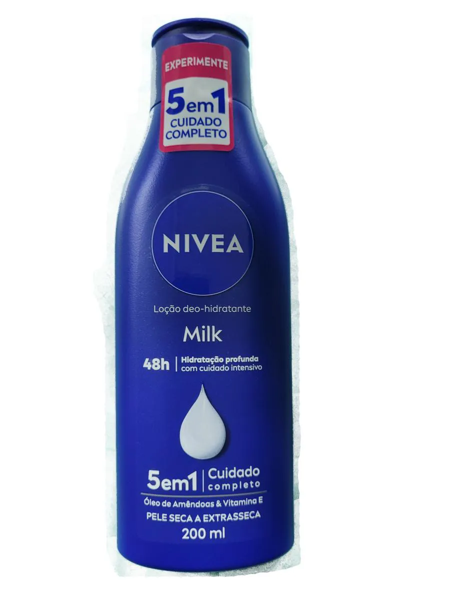 NIVEA LOçãO DEO-HIDRATANTE MILK PELE SECA A EXTRASSECA 200ML 5 EM 1