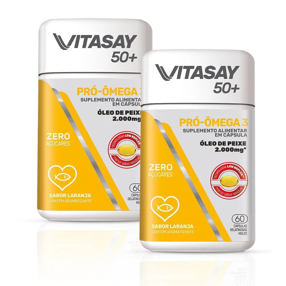 KIT C/ 02 SUPLEMENTO ALIMENTAR VITASAY 50+PRO OMEGA 3 60 COMPR.