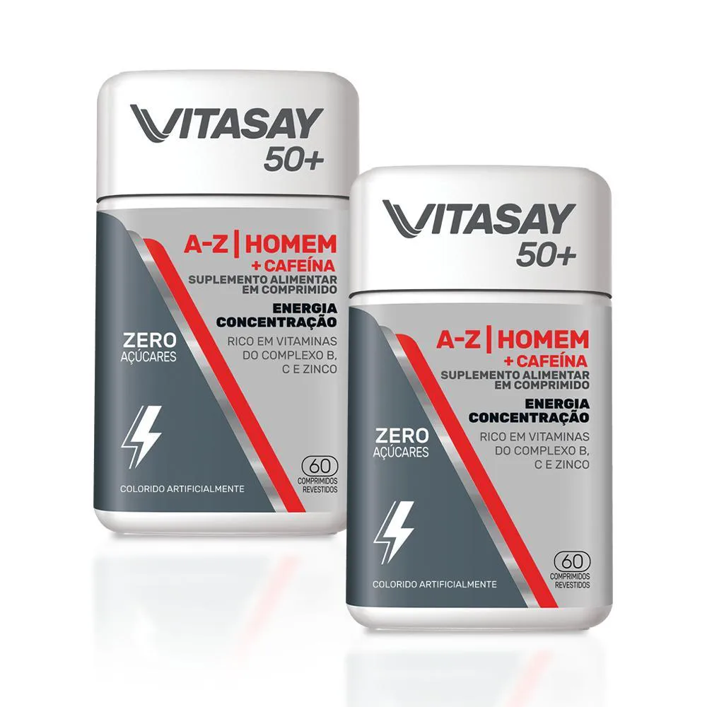 Kit Polivitamínico A a Z + Cafeína VitaSay Vitafor Homem 50+ 2 unidades 60 comprimidos