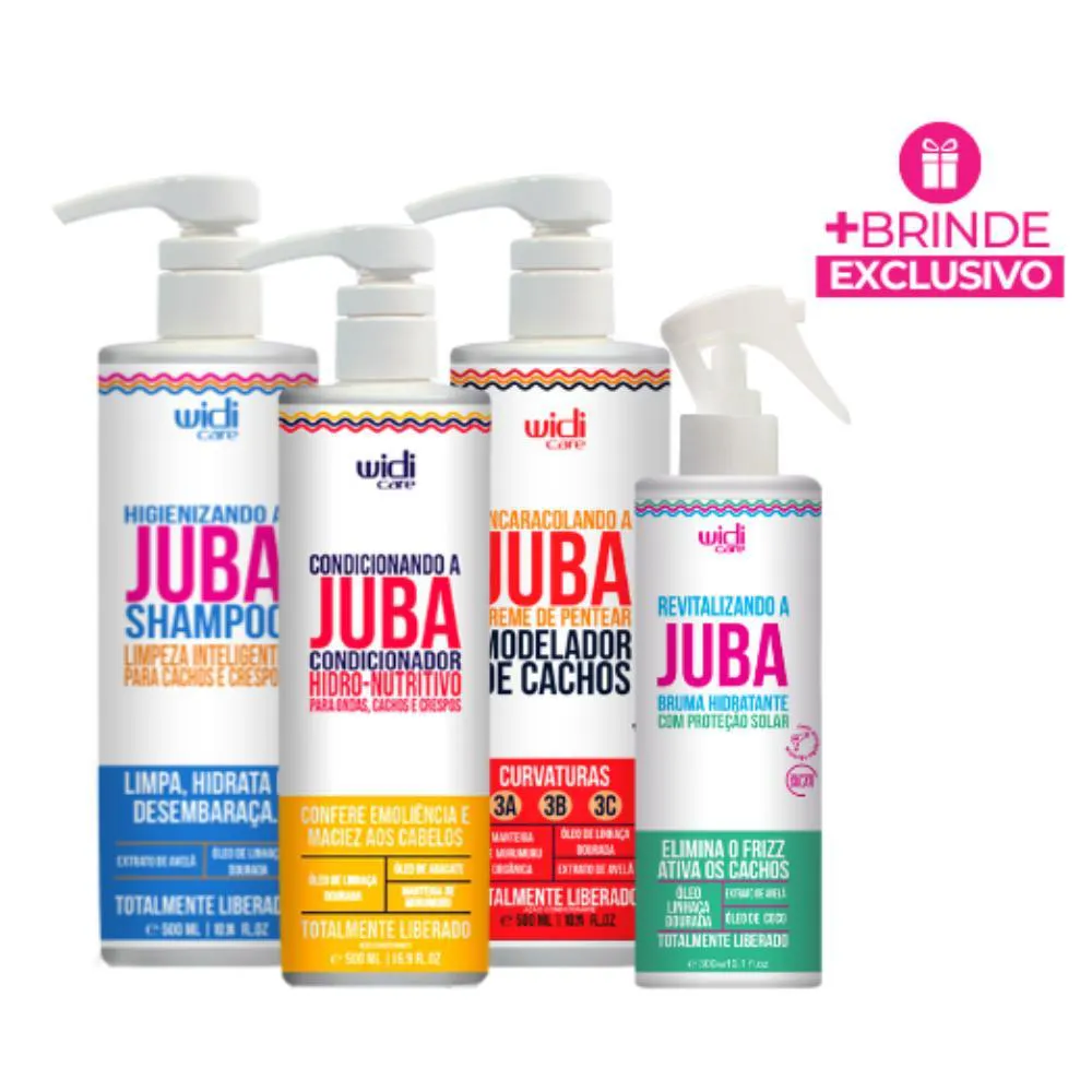 WIDI KIT JUBA SHAMPOO 500ML + COND 500ML + ENCARACOLANDO 500ML + REVITALIZANDO + BRINDE (MASCARA HIDRO NUTRITIVA 100G)