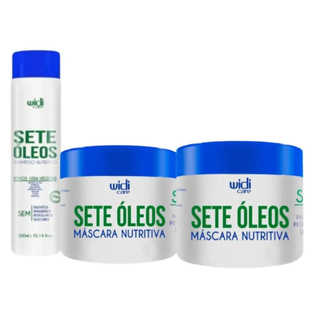 WIDI KIT SETE ÓLEOS SHAMPOOO NUTRITIVO 300ML, MáSCARA 300G, MáSCARA 500G (3 PRODUTOS)