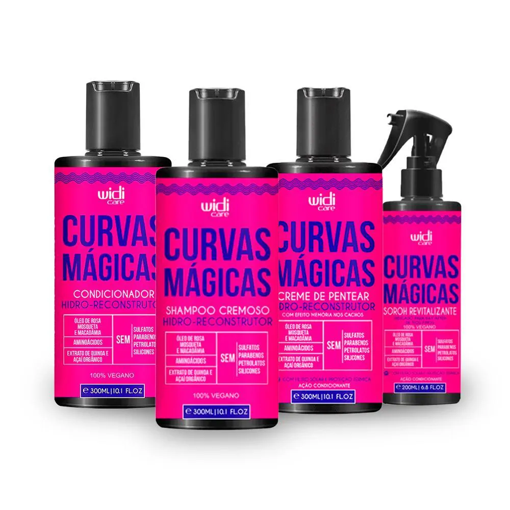 Kit Widi Care Curvas Mágicas Shampoo 300ml, Condicionador 300ml,  Creme De Pentear 300ml, Soroh 200ml (4 Produtos)