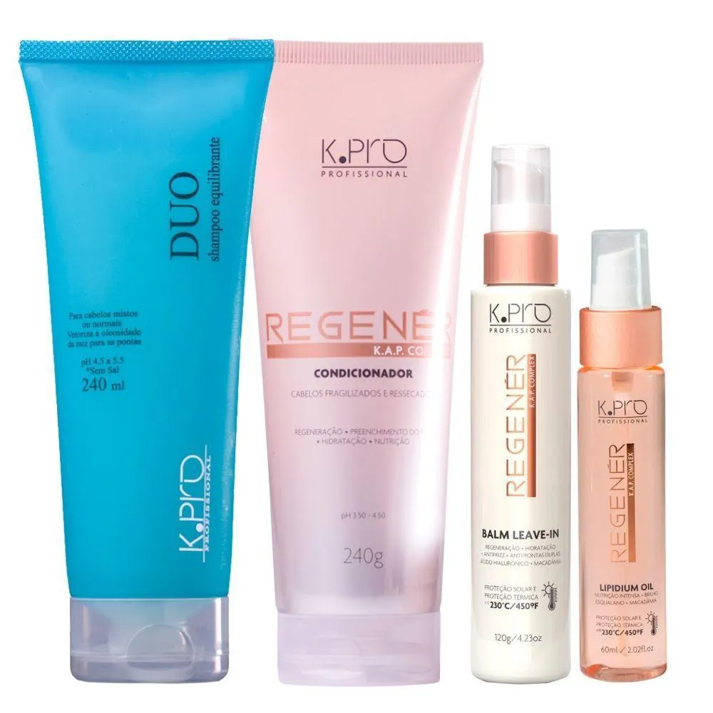 KIT K.PRO DUO E REGENÉR PARA CABELOS COM RAIZ OLEOSA