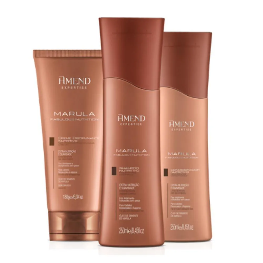Kit Amend Expertise Marula Fabulous Nutrition Nutrition Shampoo 250ml+ Condicionador 250ml+ Leave-In Disciplinante Nutritivo 180g