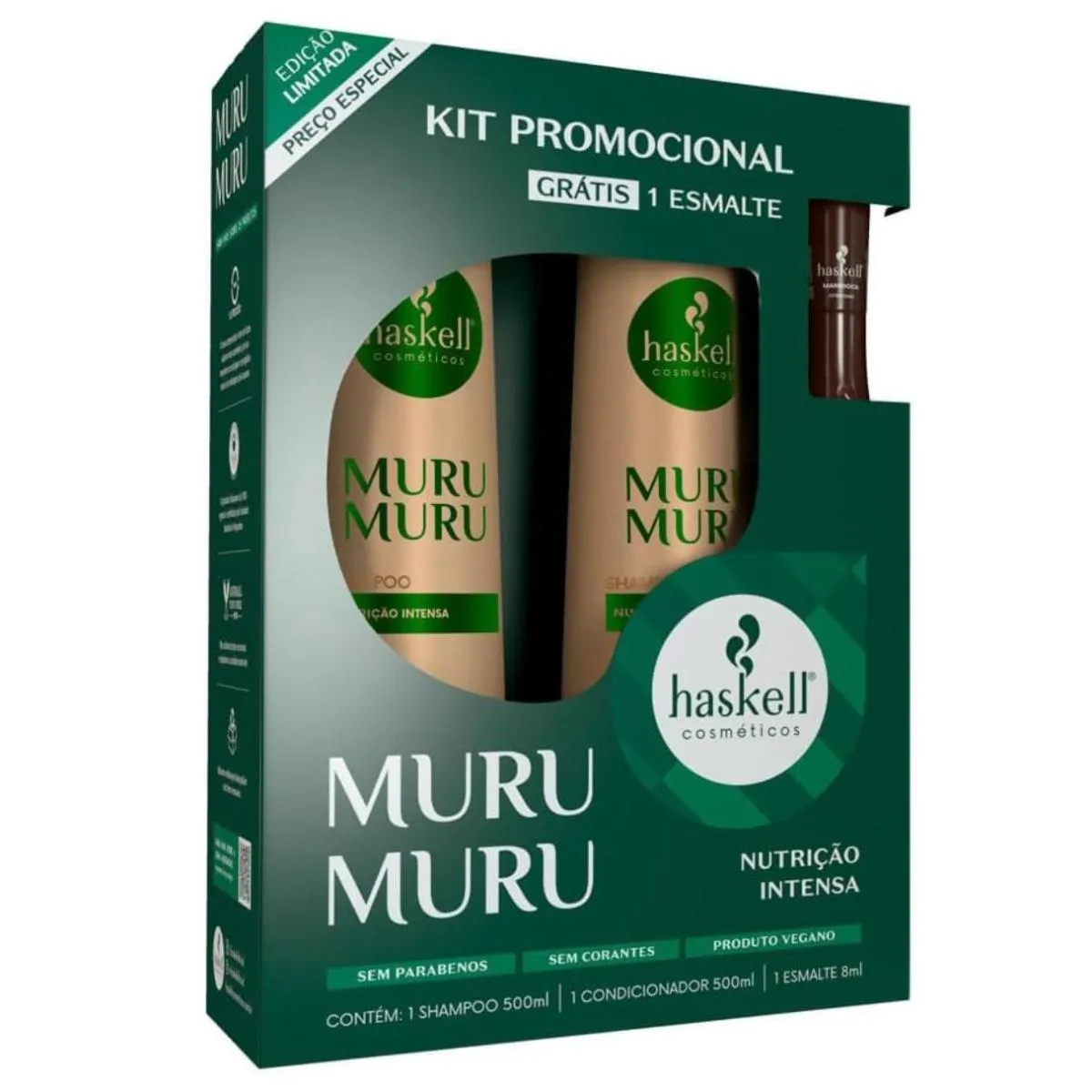 PROMOPACK HASKELL MURUMURU KIT SHAMPOO  E CONDICIONADOR 500ML CADA + ESMALTE