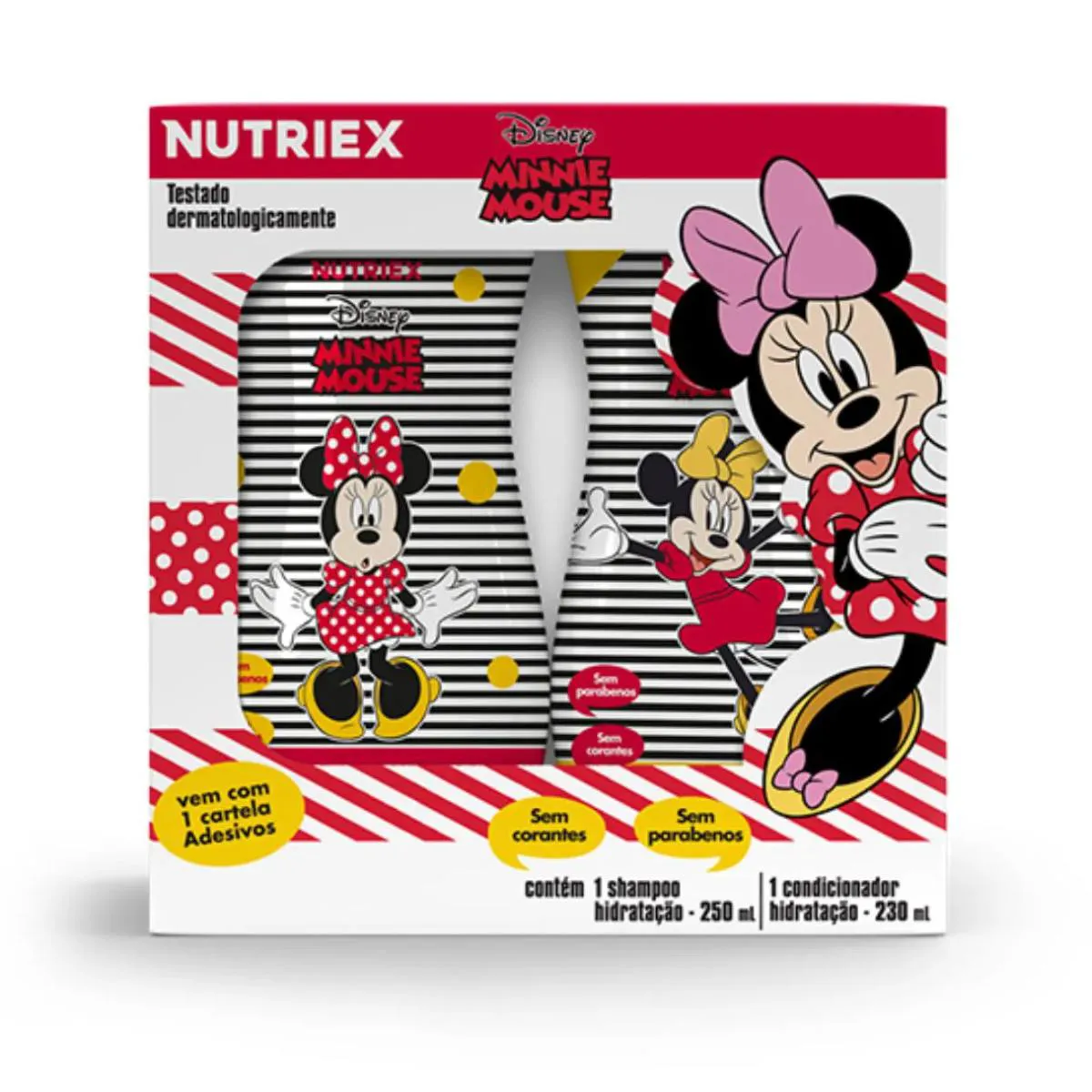 KIT MINNIE HIDRATADOS SHAMPOO 250ML + CONDICIONADOR 230ML + CARTELA DE ADESIVOS NUTRIEX