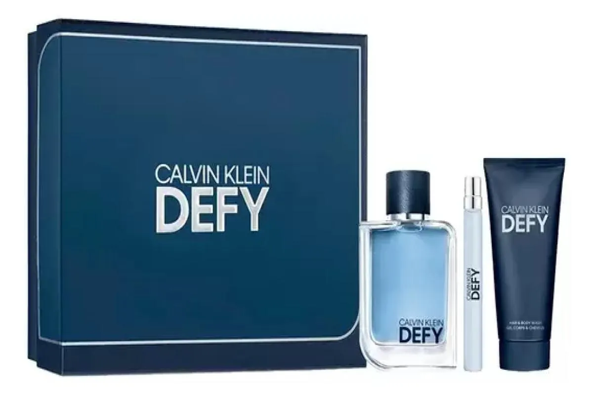 Kit Defy Calvin Klein Masculino Eau de Toilette 100ml+ Eau de Toilette 10ml+ Hair & Body Wash 100ml