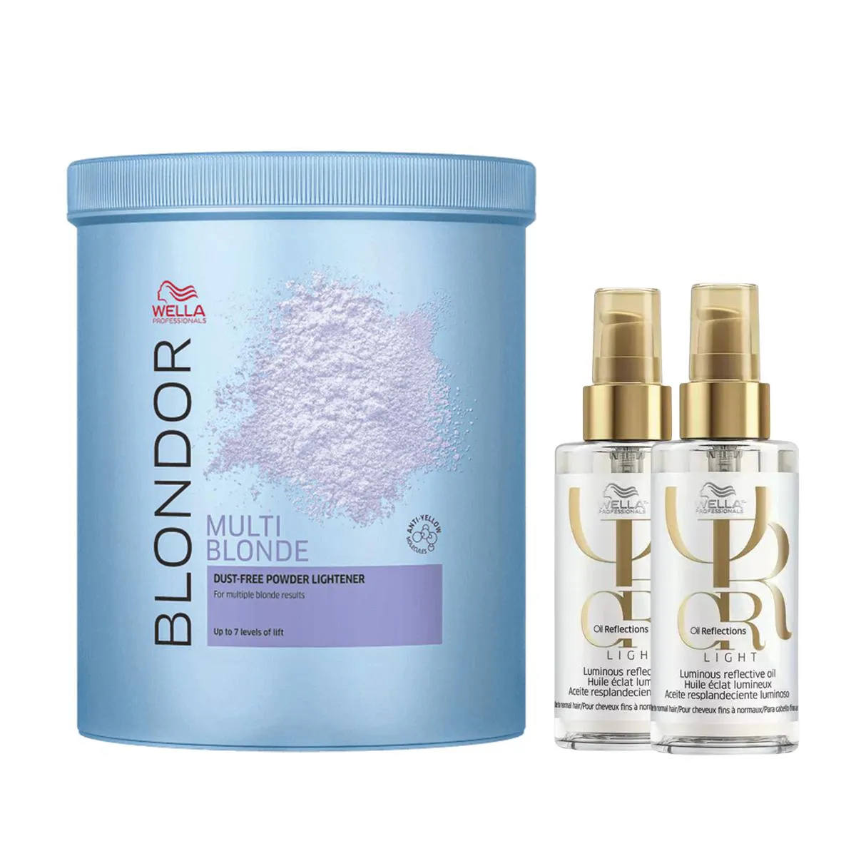 KIT Pó DESCOLORANTE BLONDOR 800G E 2 OIL REFLECTIONS LIGHT 100ML