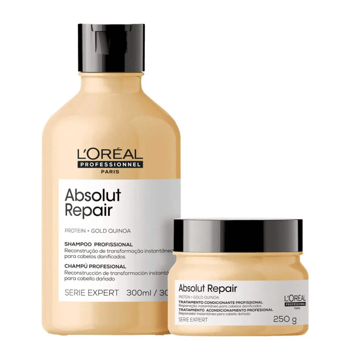 Kit L'Oréal Professionnel Serie Expert Absolut Repair Gold Quinoa + Protein - Shampoo 300ml E Máscara Capilar 250g