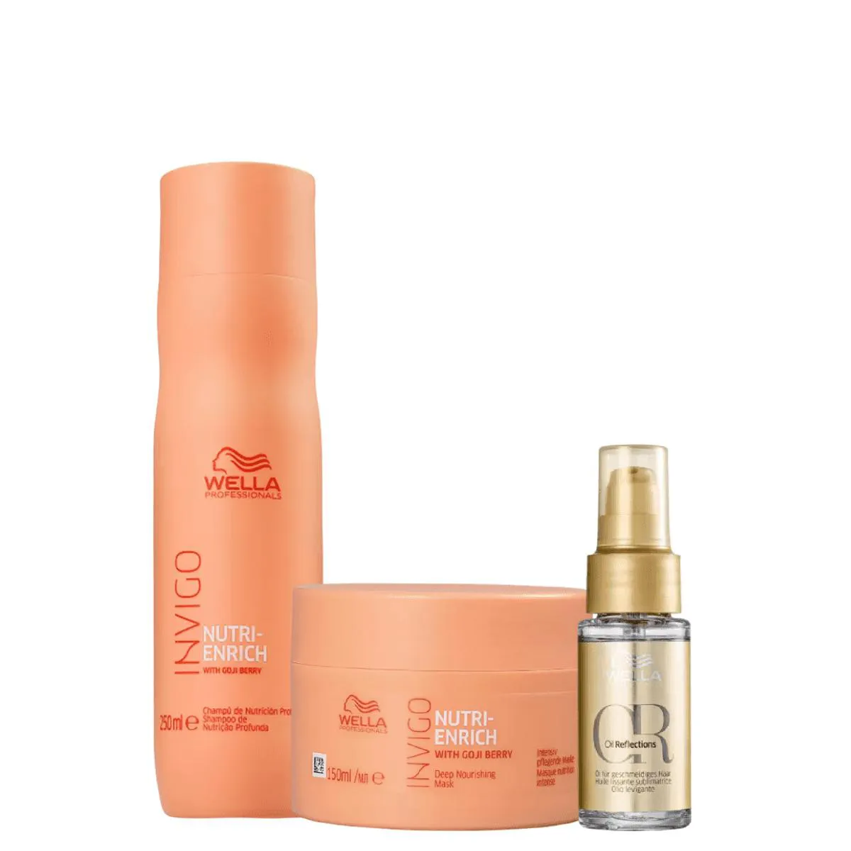Kit Nutri Enrich Shampoo, Máscara E Oil Reflections - Wella