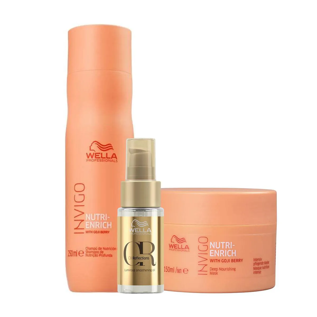 Kit Nutri Enrich Shampoo, Máscara E Oil Reflections - Wella
