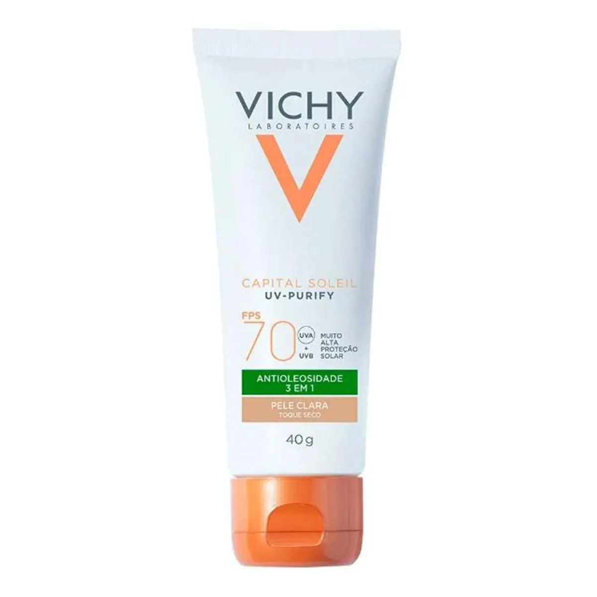 PROTETOR SOLAR FACIAL VICHY CAPITAL SOLEIL PURIFY PELE CLARA FPS70 40G
