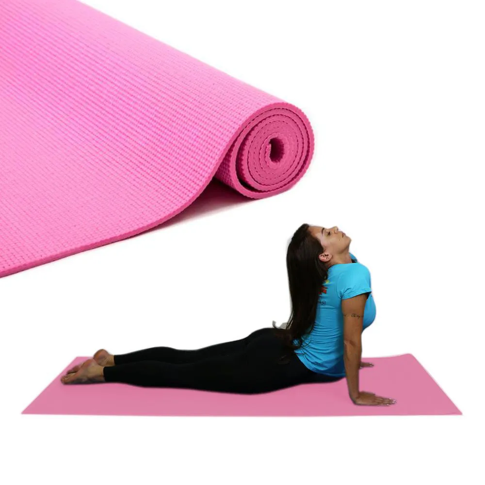 COLCHONETE TAPETE YOGA PCV ESPORTIVO PARA GINáSTICA PILATES 5MM - ROSA