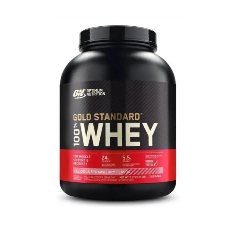 100% WHEY PROTEIN GOLD STANDARD (2,270KG) NOVO RÓTULO - SABOR: MORANGO