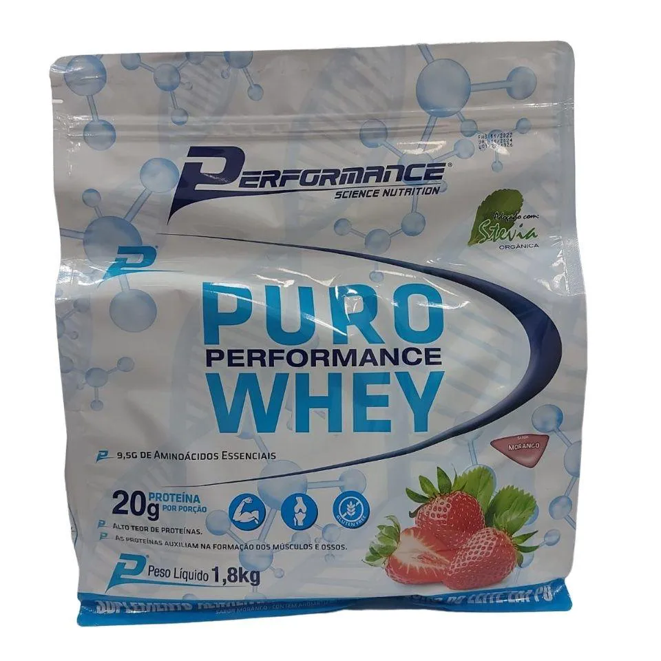PURO PERFORMANCE WHEY REFIL (1,8KG) - SABOR: MORANGO