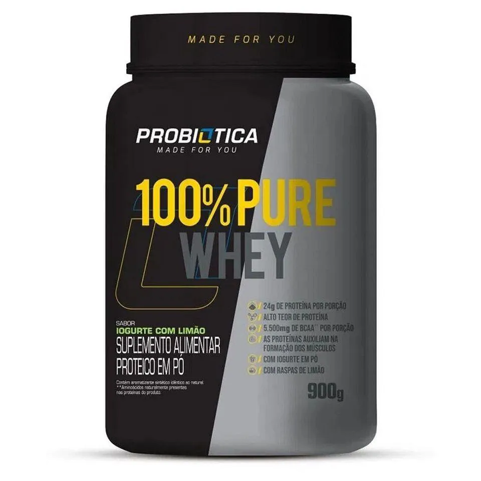 100% PURE WHEY (900G) - NOVA FóRMULA - SABOR: IOGURTE C/ LIMãO