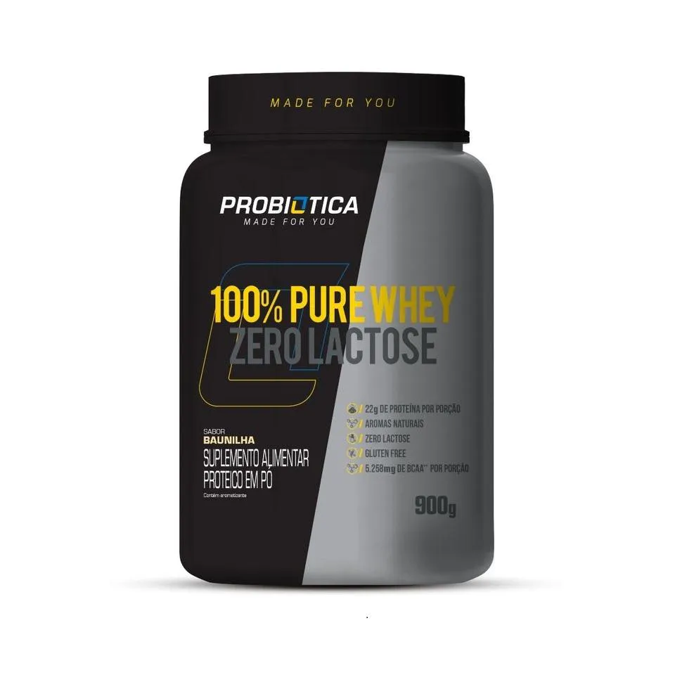 100% PURE WHEY ZERO LACTOSE (900G) - SABOR: BAUNILHA