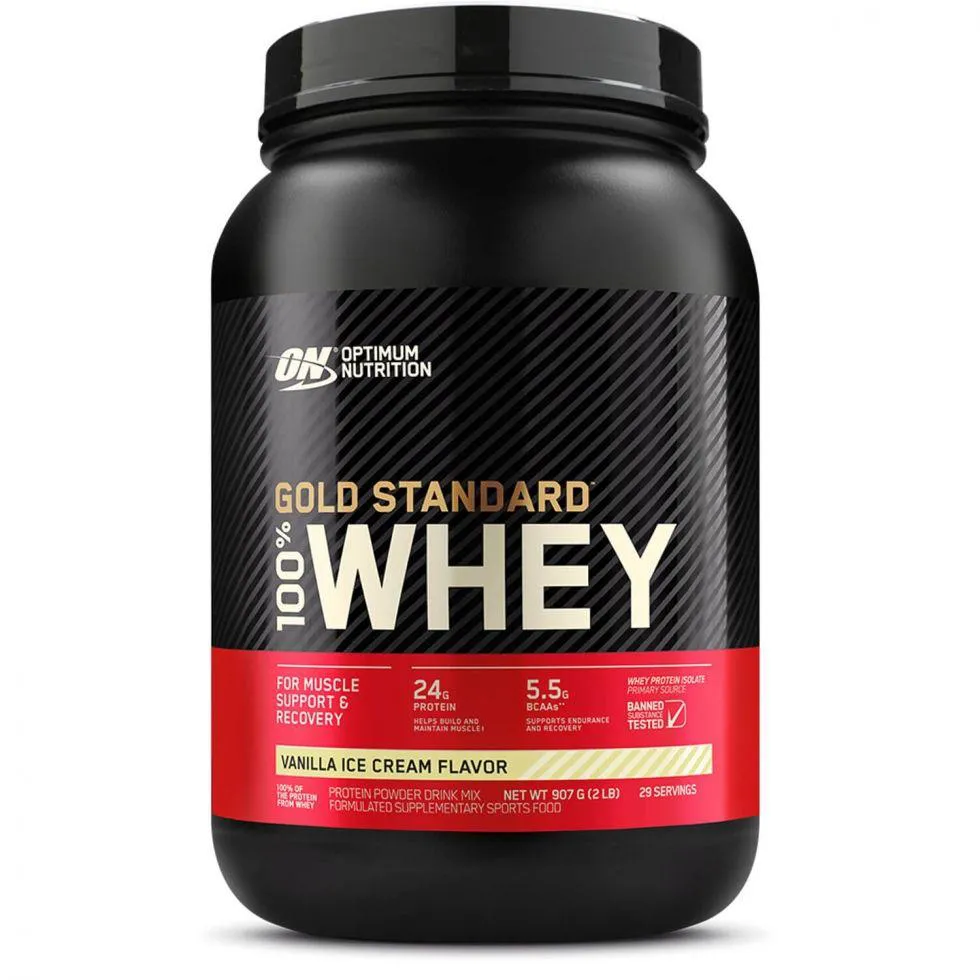 100% WHEY PROTEIN GOLD STANDARD (907G) NOVO RÓTULO - SABOR: BAUNILHA