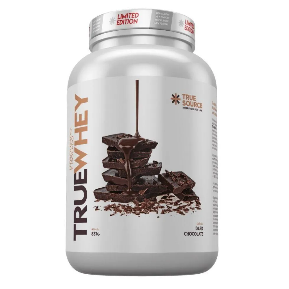 TRUE WHEY (837G) - HIDROLISADO E ISOLADO - SABOR: DARK CHOCOLATE
