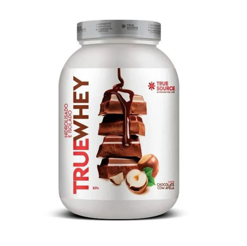 TRUE WHEY (837G) - HIDROLISADO E ISOLADO - SABOR: CHOCOLATE C/ AVELã
