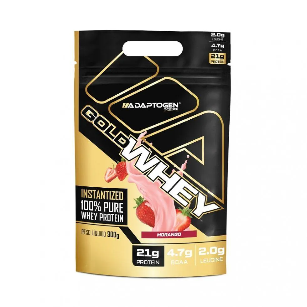 GOLD WHEY (900G) - SABOR: MORANGO