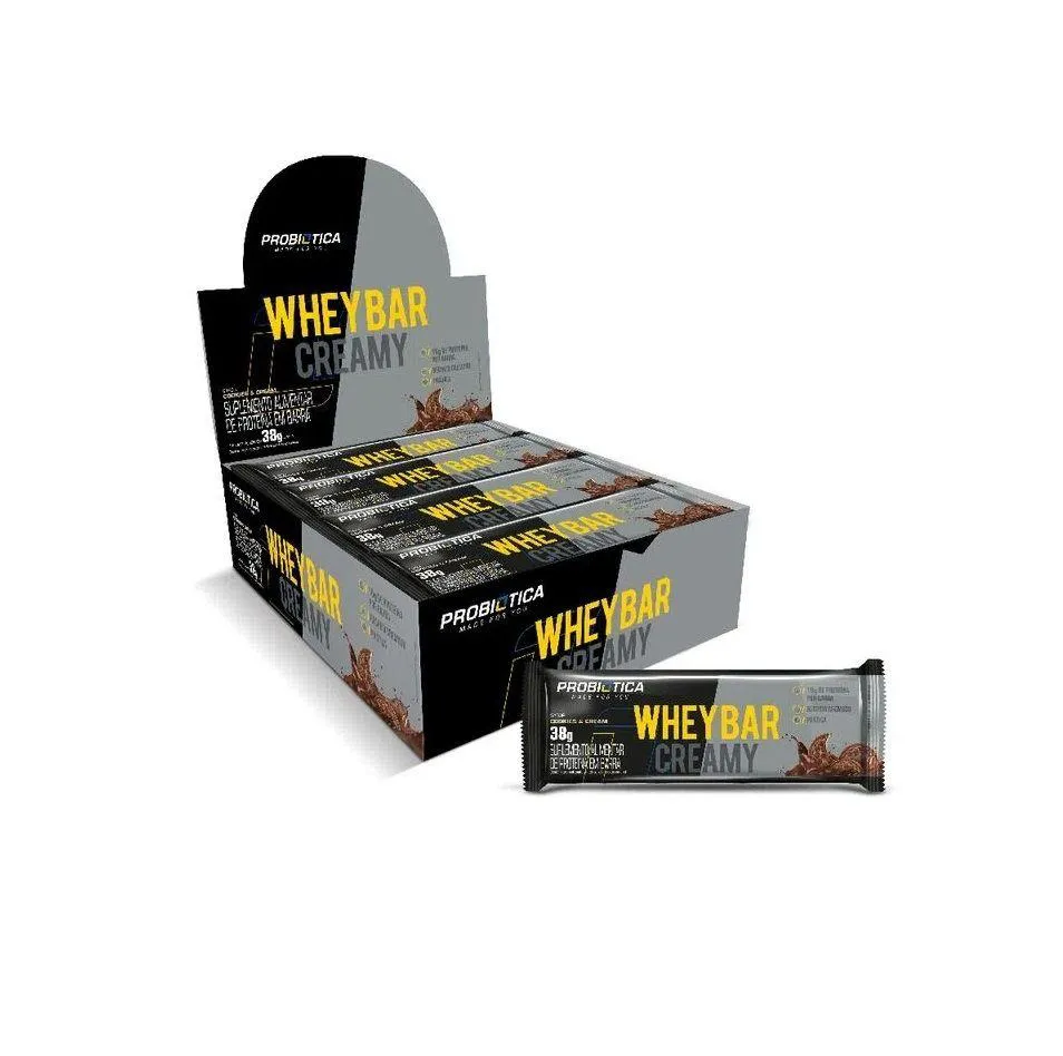 WHEY BAR CREAMY CAIXA 12 UNIDADES (456G) - SABOR: COOKIES E CREAM