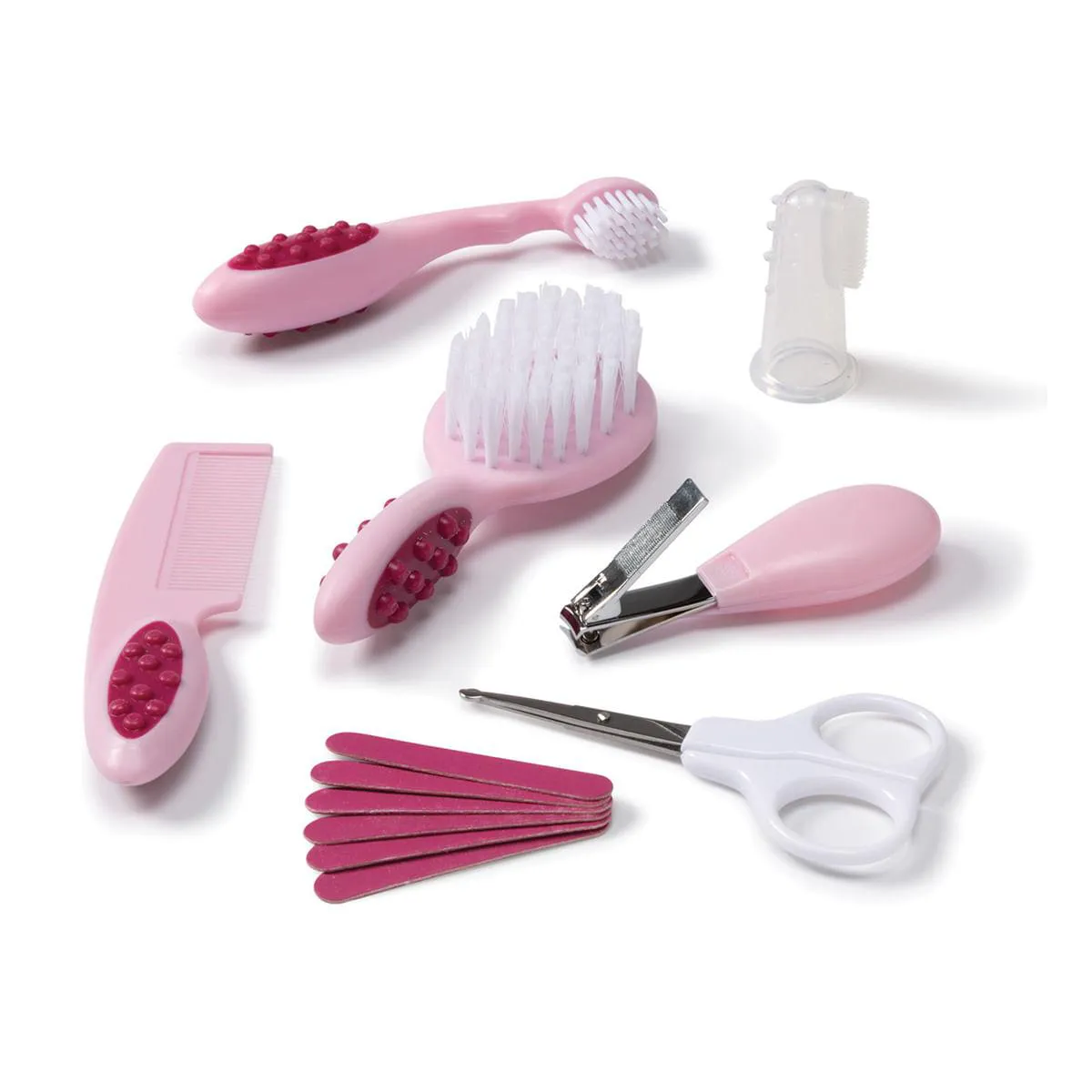 Kit Cuidados do Bebê Safety 1st Rosa Escova  de Cabelo + Pente + Escova de Gengiva + Escova de Dente + Cortador de Unha + Tesoura de unha + Lixas de Unha