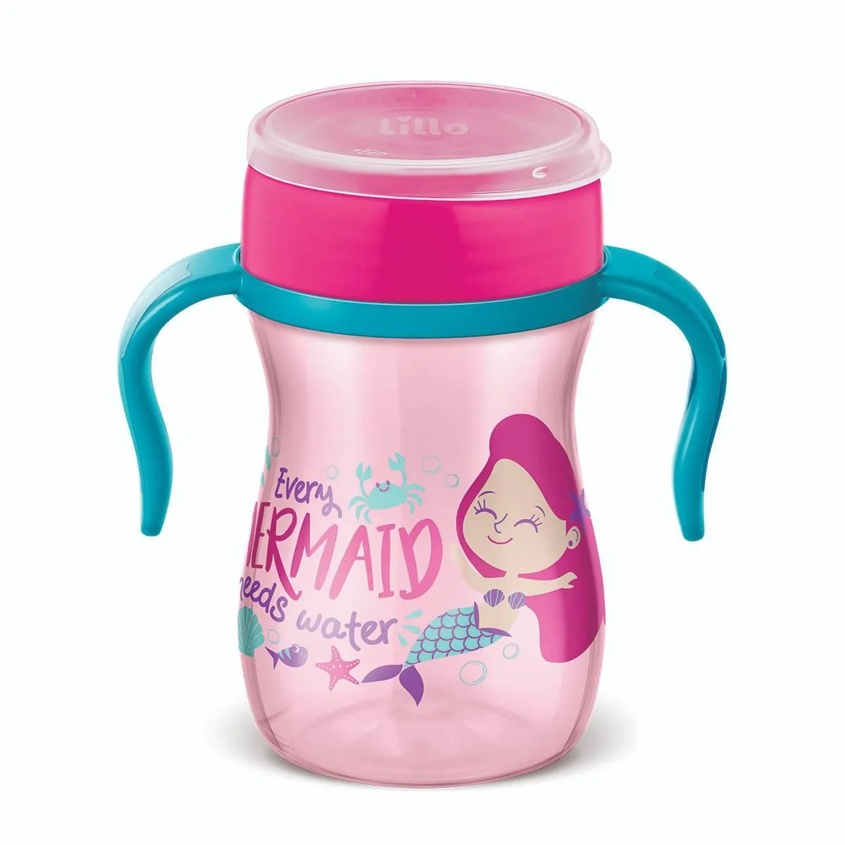 Copo de Treinamento 360° Lillo Evolution com Alça Rosa 240ml