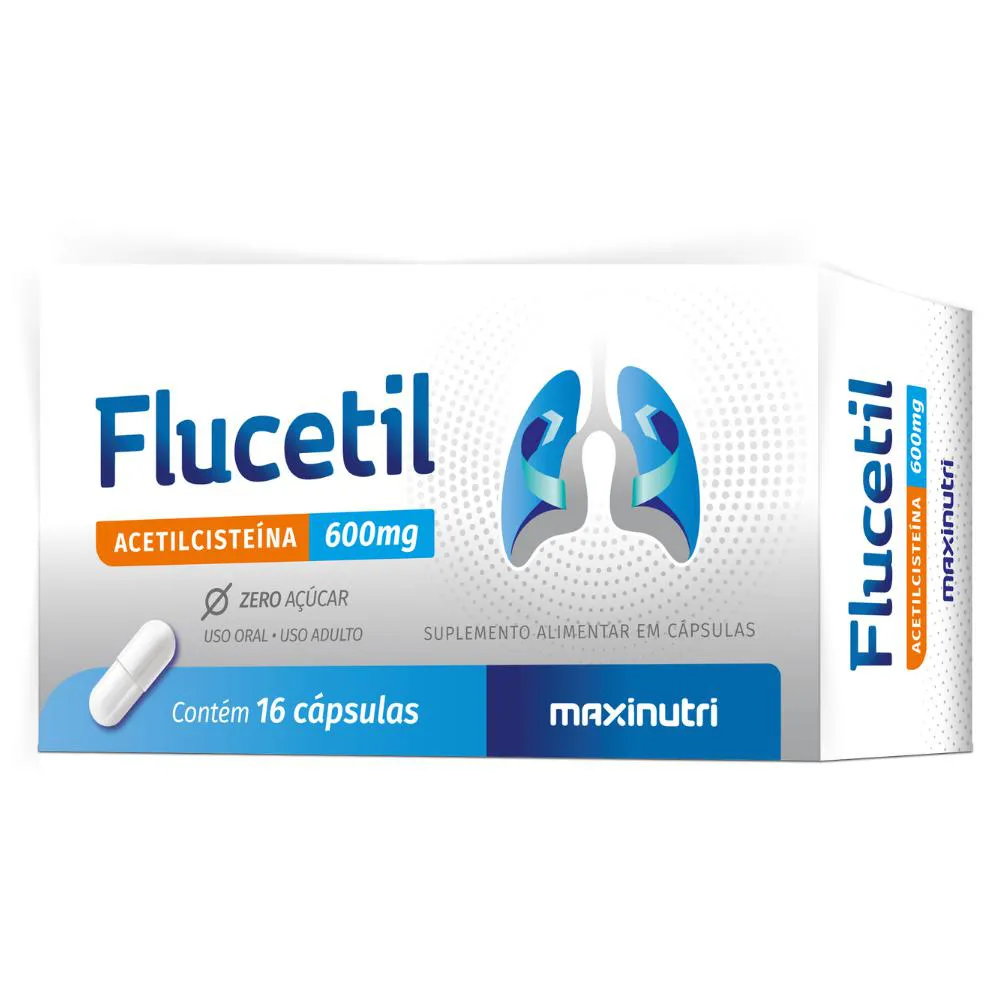 FLUCETIL ACETILCISTEíNA 600MG 16 CáPSULAS - MAXNUTRI