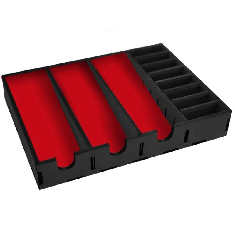 SUPORTE MDF PARA 3 MAQUINAS DE CORTAR CABELO E 8 PENTES DE ALTURA Vermelho / Preto