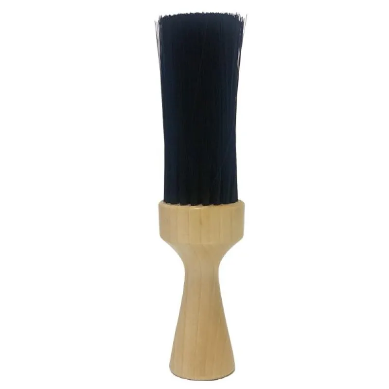 ESPANADOR PINCEL REDONDO MADEIRA CABELEIREIRO BARBEIRO PROFISSIONAL Preto