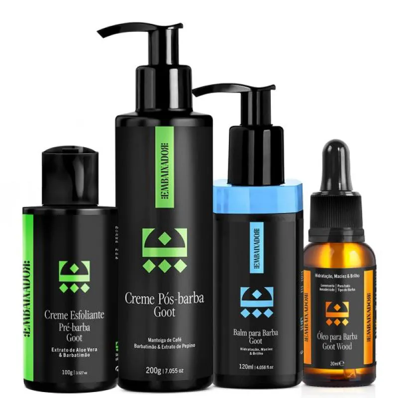 KIT PRé E PóS BARBA EMBAIXADOR - CREME BALM E ÓLEO GOOT WOOD 30ml