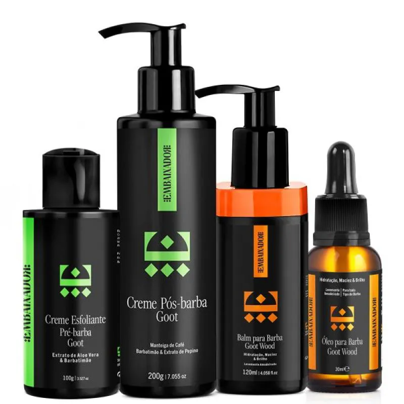 KIT EMBAIXADOR - ESFOLIANTE, CREME PóS, BALM E ÓLEO GOOT 30ml