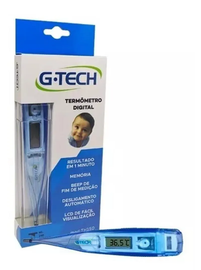 TERMôMETRO CLíNICO DIGITAL FEBRE G-TECH TH150 AZUL