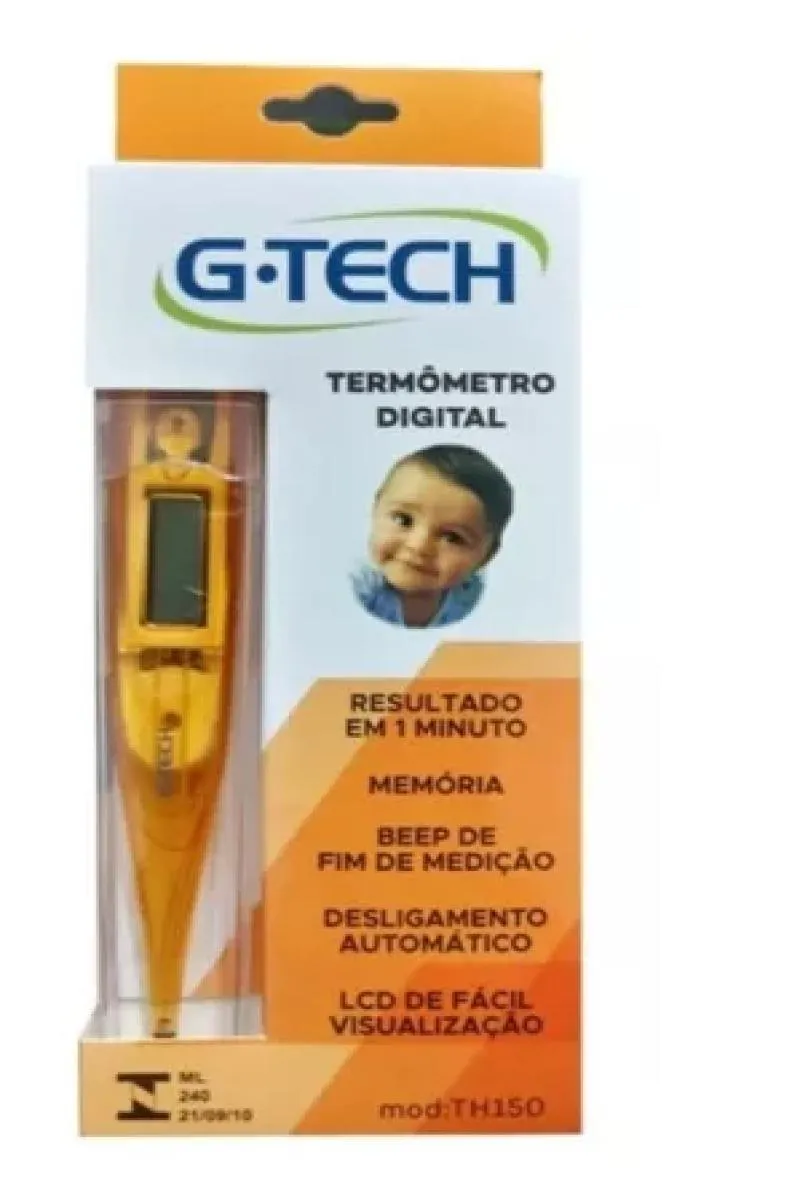 TERMôMETRO CLíNICO DIGITAL FEBRE G-TECH TH150 LARANJA