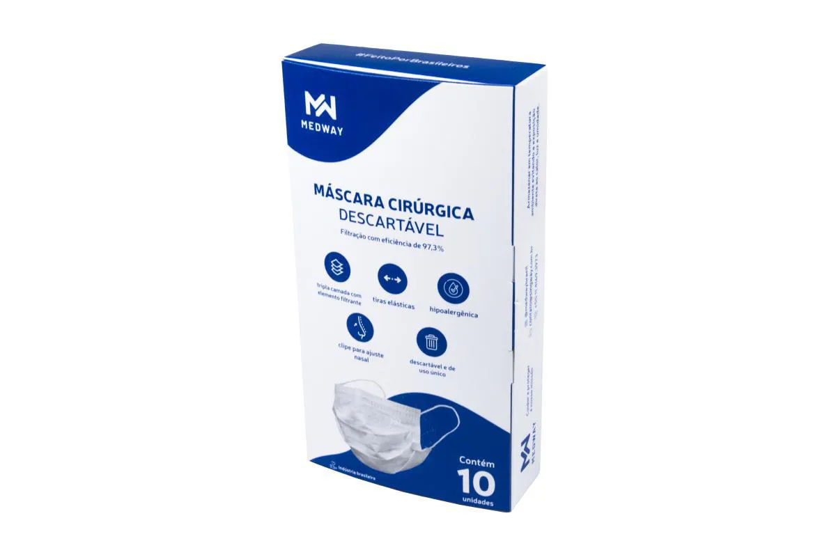 MASCARA DESCARTáVEL BRANCA - CX10 UN