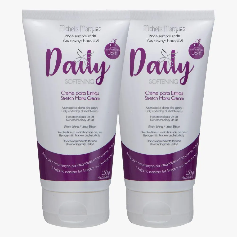 CREME PARA TRATAMENTO DE ESTRIAS MICHELLE MARQUES - DAILY150G - KIT 2 UNID
