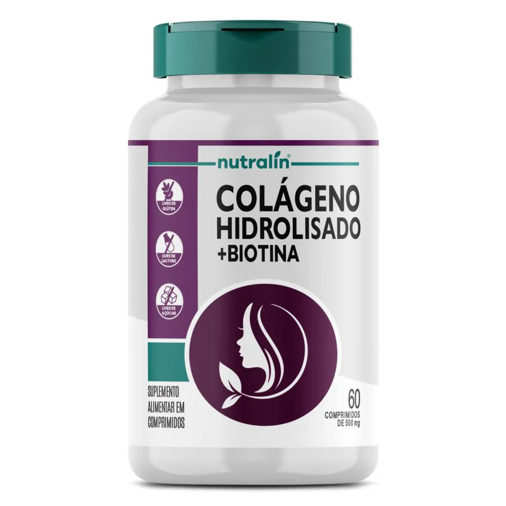COLáGENO HIDROLISADO COM BIOTINA 60 COMPRIMIDOS NUTRALíN Neutro