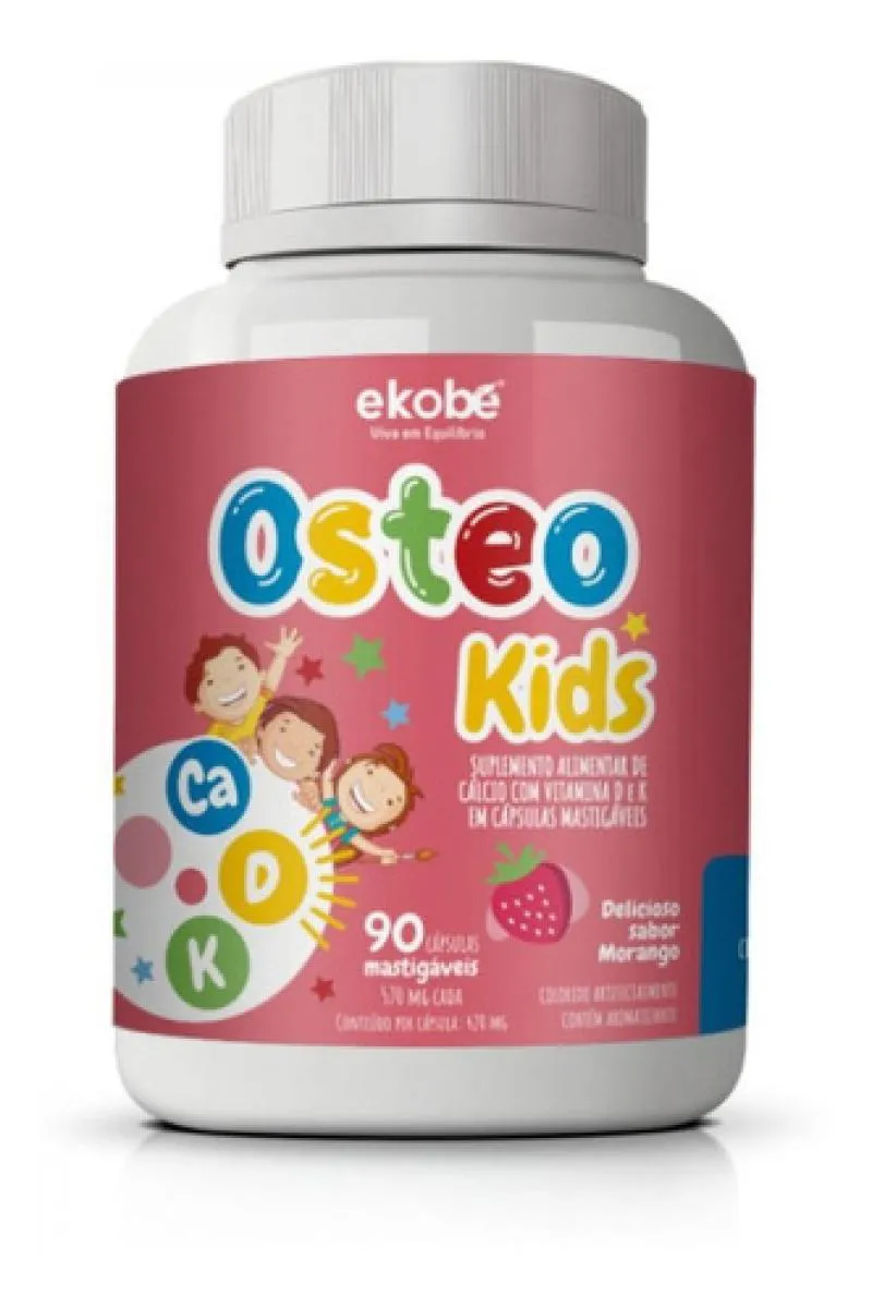 OSTEO KIDS 90 GELCAPS MASTIGáVEIS - SAúDE DOS DENTES E ÓSSOS Morango